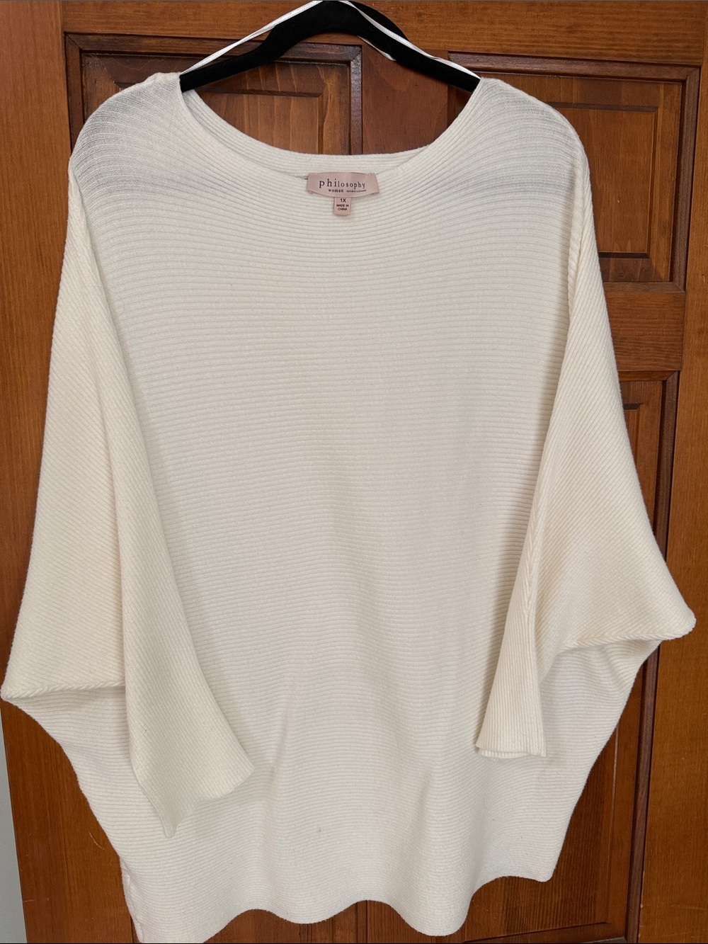 Philosophy Cream Ribbed Scoop Neck Sweater